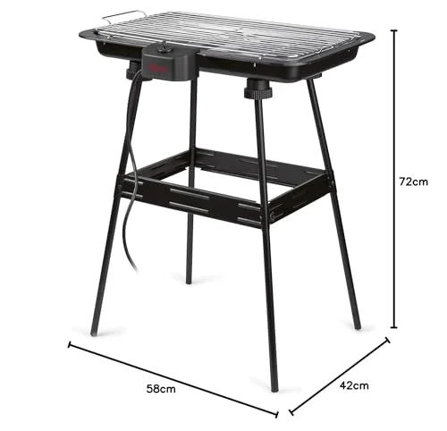 Girmi BQ2100 Grill mit Stand, 2200 W, große Kochfläche 51 x 30 cm, Edelstahl, 51 x 30 cm, Schwarz