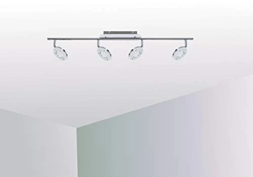 Trango 4-flammig 2002-048 LED Wohnzimmer Lampe *OLI* in Chrom-Optik inkl. 4x 5 Watt LED Modul Deckenlampe I Deckenstrahler I Deckenleuchte I Schlafzimmer Leuchte schwenkbar und drehbar mit Glasschirm