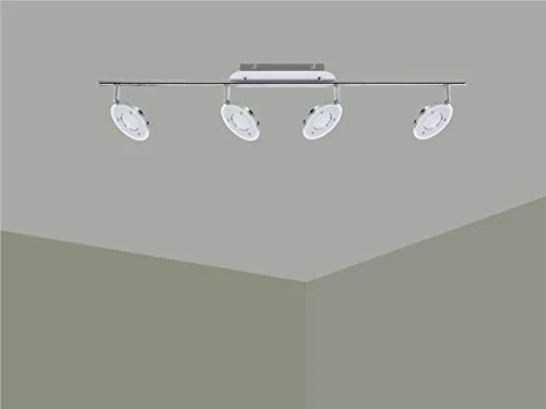 Trango 4-flammig 2002-048 LED Wohnzimmer Lampe *OLI* in Chrom-Optik inkl. 4x 5 Watt LED Modul Deckenlampe I Deckenstrahler I Deckenleuchte I Schlafzimmer Leuchte schwenkbar und drehbar mit Glasschirm