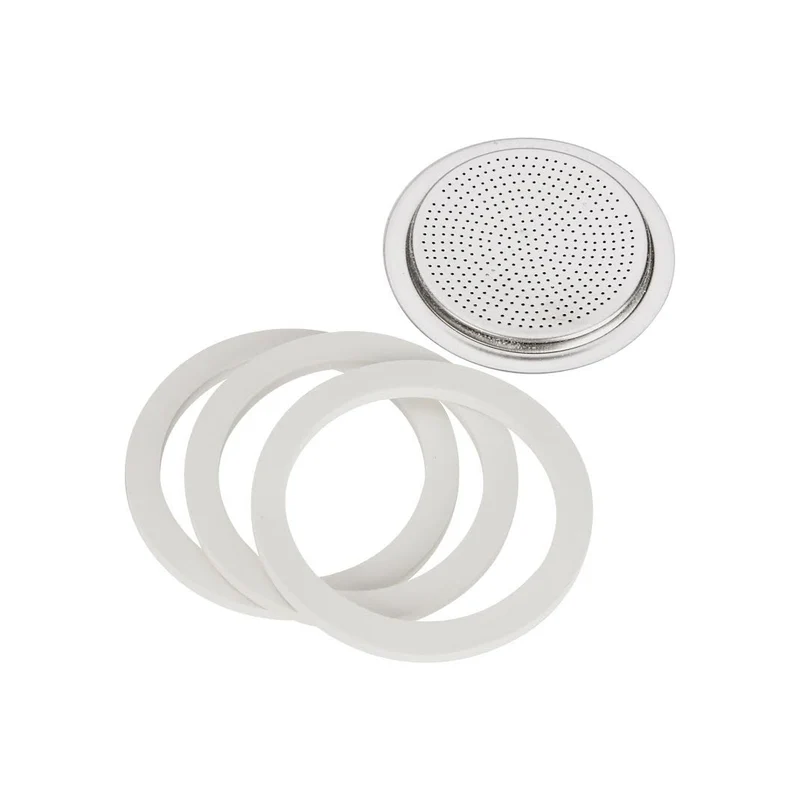 Bialetti Moka-Dichtung und Aluminiumfilter, weiß, 72 mm, für 6-Tassen-Kaffeemaschine