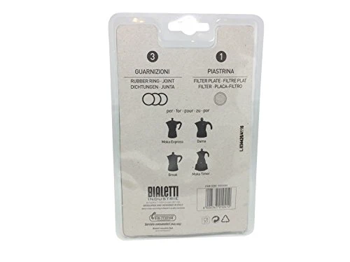 Bialetti Moka-Dichtung und Aluminiumfilter, weiß, 72 mm, für 6-Tassen-Kaffeemaschine