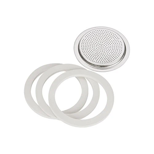 Bialetti Moka-Dichtung und Aluminiumfilter, weiß, 72 mm, für 6-Tassen-Kaffeemaschine