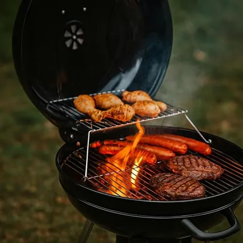 BBQ-Toro Kugelgrill Birch 57 cm | Grillfläche Ø 55 cm | Holzkohlegrill mit Deckel und abnehmbaren Aschekasten | schwarz | Rundgrill | BBQ Grill mit Lüftungsschieber, Barbecue Grill Holzkohle