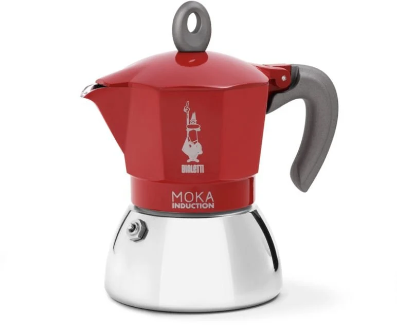 Bialetti 'Moka Induction, Espressokocher Rot, 150ml/4 Tassen'