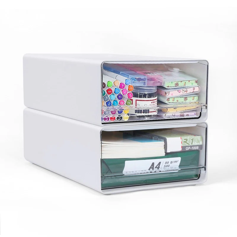 2 Stück Schreibtisch Schubladenbox A4, Büro Organizer Plastic