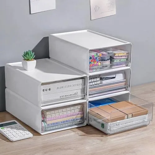 2 Stück Schreibtisch Schubladenbox A4, Büro Organizer Plastic
