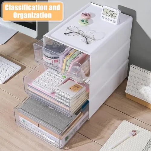 2 Stück Schreibtisch Schubladenbox A4, Büro Organizer Plastic