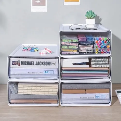 2 Stück Schreibtisch Schubladenbox A4, Büro Organizer Plastic