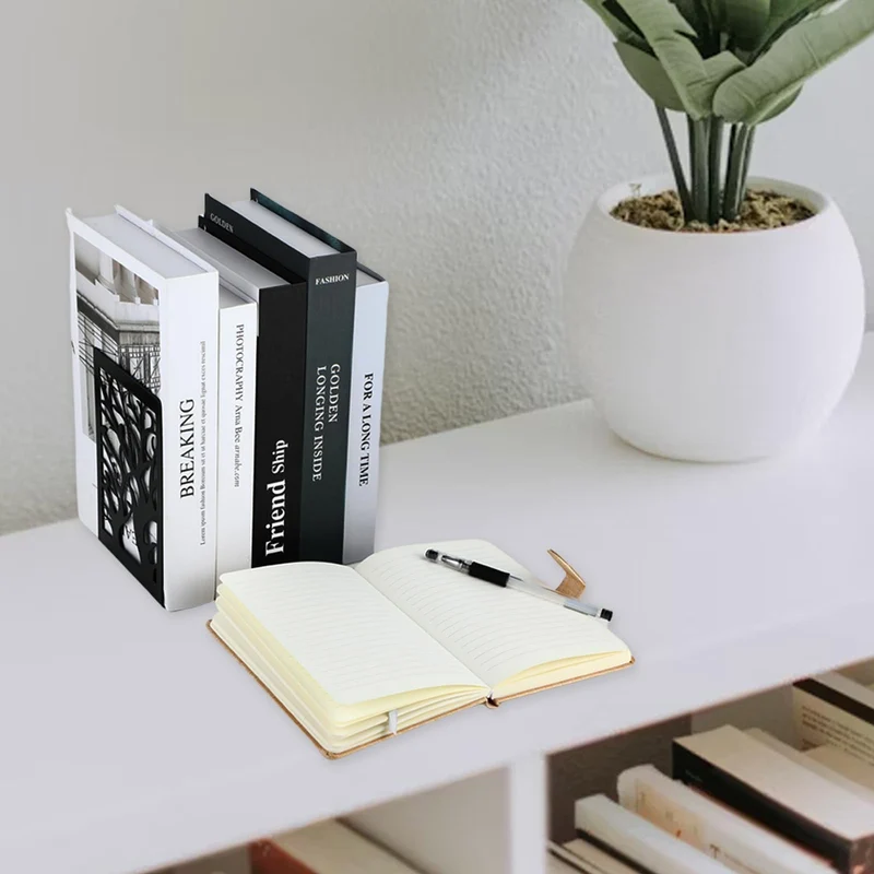 wenrescry Buchstützen, 4 Stück (2 Paare) im stilvollen baumförmigen Design, rutschfeste Basis, robuste Konstruktion, ideal für Schreibtische, Bücherregale und Dekoration am Arbeitsplatz