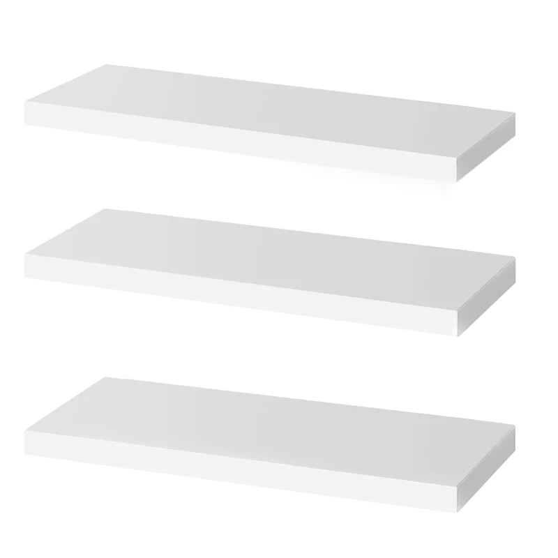 OUDIE Wandregal Weiß, 3er-Set Schweberegal, Moderne Weiss Wand Regal, Dekorative Wandregal, Verwendung für Wohnzimmer, Küche, Schlafzimmer, Büro, Flur und mehr