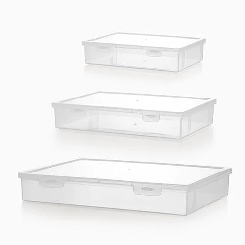 Stapelbare, durchsichtige Aufbewahrungsbox, großes Fassungsvermögen, Dokumenten Organizer, platzsparender Aktenbehälter für die Organisation von Schreibtischschränken, Bücheraufbewahrungsbehälter