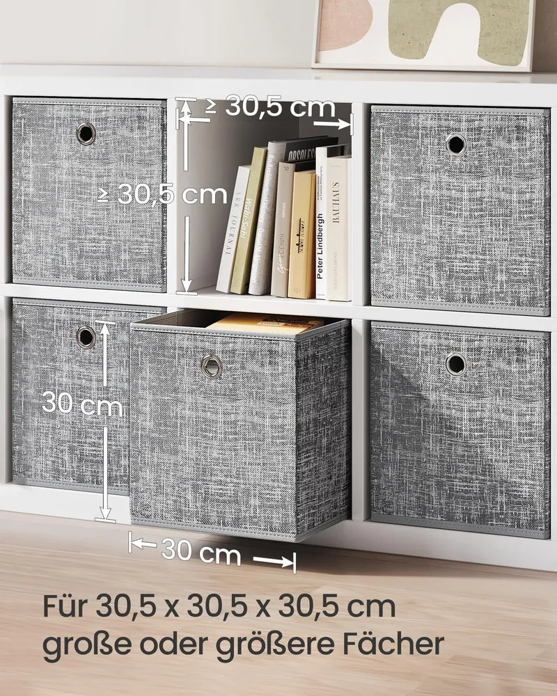 SONGMICS Aufbewahrungsbox, 6er Set, Ordnungsboxen aus Vliesstoff mit Griff, Boxen Aufbewahrung, 30 x 30 x 30 cm, Organizer Box, für Würfelregal, Faltbox, Kleideraufbewahrung, grau meliert RFB02LG-3