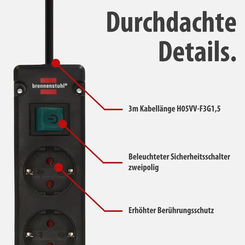 Brennenstuhl Bremounta Steckdosenleiste 6-Fach mit Schalter