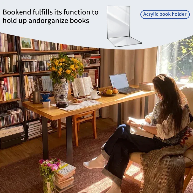 8 Stück Transparenten Acryl-Buchstütze, 32 Stück Anti-Rutsch-Pad-Buchstützen-Set, 3mm verdickt Stück Klarer Buchständer kann für Buchhalter, bücherstütze, Büro-Bücherregale, Bibliotheks-Buchständer