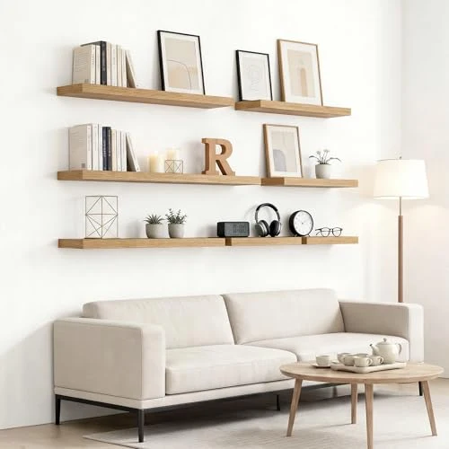 RICHER HOUSE Eiche Wandregale, 60 x 23,5 x 3,8cm Wandboard MDF Holz 1er-Set
