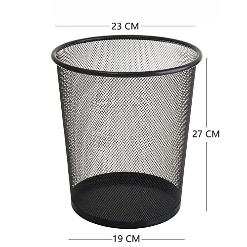 Tebery 4 Stück Papierkorb aus Drahtgeflecht, 12L Metall Mülleimer, Büro Abfalleimer, Papiereimer, für Küche, Heimbüro, Schlafsaal, Schwarz