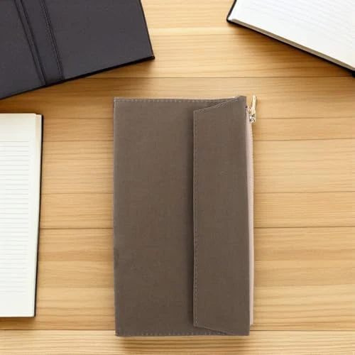 PATKAW Canvas Reißverschlusstasche für Reiseplaner, Aufbewahrungshülle für Notizbücher, multiple compartments, secure zipper design, office and journaling, Olivgrün