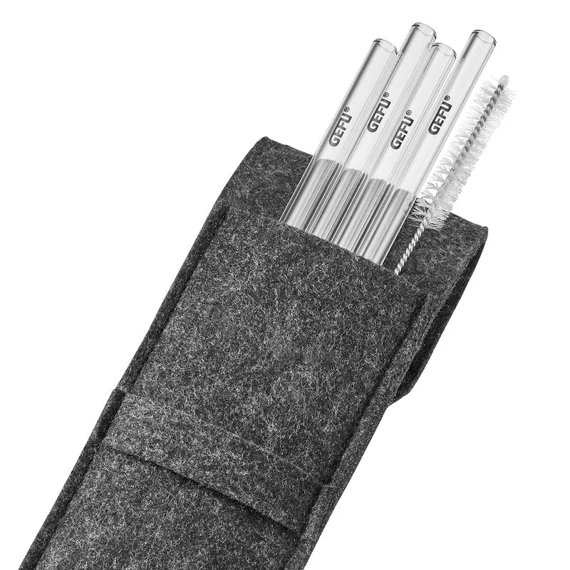 GEFU 'Glastrinkhalm 18cm 4 Stück in Filztasche'