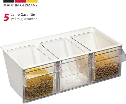 Westmark Schüttengehäuse, Mit drei Schütten, Fassungsvermögen: je 1 l, Kunststoff, Milano, Transparent/Weiß, 76072240