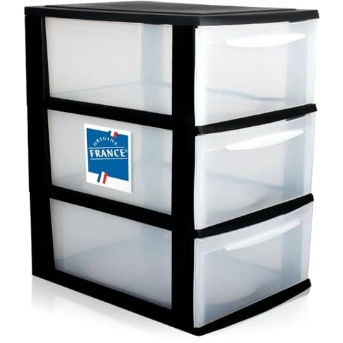 Schubladenbox A4 Schubladenschrank Kunststoff Schreibtisch Organizer mit 3 transparenten Schubladen Aufbewahrungsturm (8,71L Schubladen)