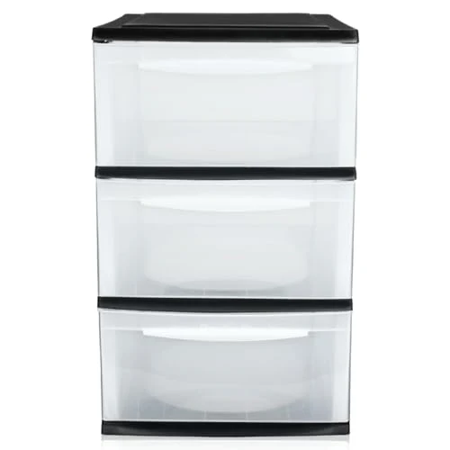 Schubladenbox A4 Schubladenschrank Kunststoff Schreibtisch Organizer mit 3 transparenten Schubladen Aufbewahrungsturm (8,71L Schubladen)