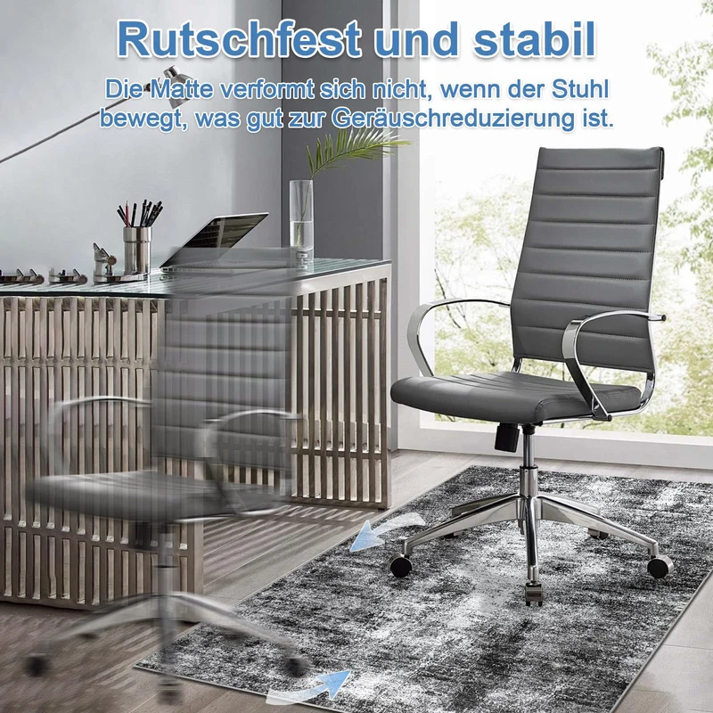 Capslpad rutschfeste Stuhlmatten für Hartholzboden 120x150cm Schwarz Abstrakt Bodenschutzmatte Schreibtischstuhl Unterlage Schreibtisch Teppich für Hartböden Büro Bürostuhl