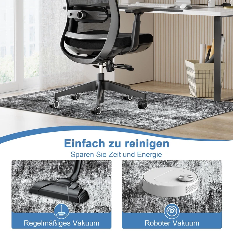 Capslpad rutschfeste Stuhlmatten für Hartholzboden 120x150cm Schwarz Abstrakt Bodenschutzmatte Schreibtischstuhl Unterlage Schreibtisch Teppich für Hartböden Büro Bürostuhl