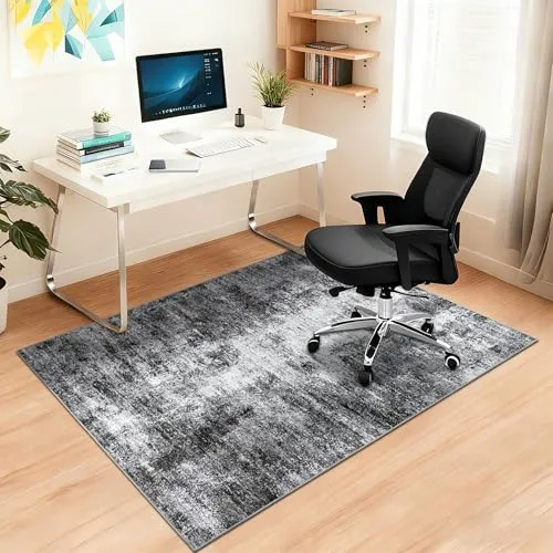 Capslpad rutschfeste Stuhlmatten für Hartholzboden 120x150cm Schwarz Abstrakt Bodenschutzmatte Schreibtischstuhl Unterlage Schreibtisch Teppich für Hartböden Büro Bürostuhl