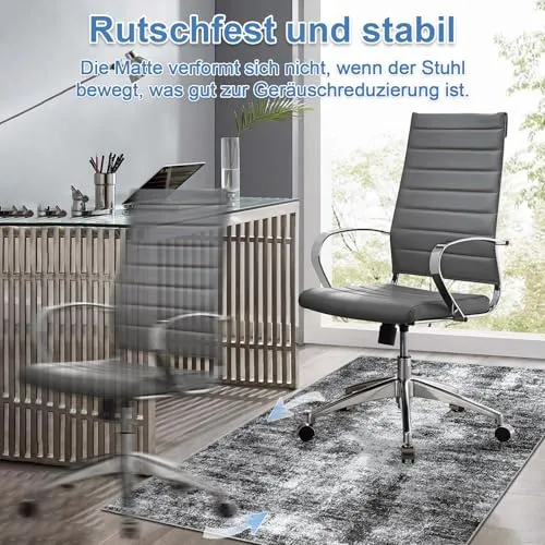 Capslpad rutschfeste Stuhlmatten für Hartholzboden 120x150cm Schwarz Abstrakt Bodenschutzmatte Schreibtischstuhl Unterlage Schreibtisch Teppich für Hartböden Büro Bürostuhl