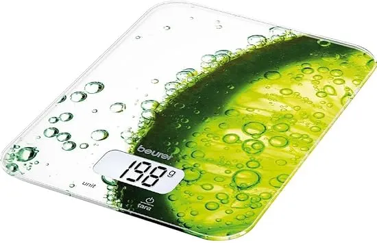 Beurer KS 19 Fresh Küchenwaage: digitale Küchenwaage, mit Tara-Zuwiegefunktion, Sensortastenbedienung, 5 kg Tragkraft, 20cm