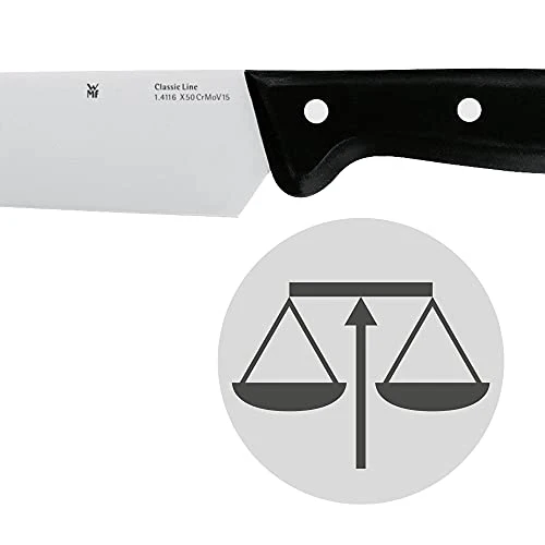 WMF Classic Line Messerblock mit Messerset 7-teilig, bestückt, 5 Messer, Wetzstahl, Buchenholz-Block, Spezialklingenstahl, schwarz