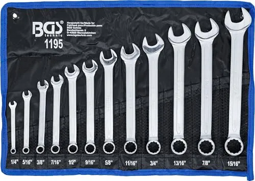 BGS 1195 | Maul-Ringschlüssel-Satz | Zollgrößen SW 1/4" - 15/16" | 12-tlg.