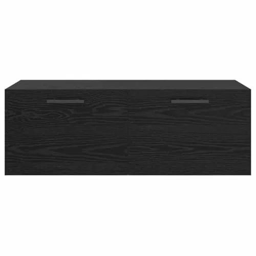 Wandschrank Schwarz Eiche 100x36x35 cm Holzwerkstoff Wandboard mit Staufächern Modernes Design Robust & Langlebig für Bad Schlafzimmer Flur & Home-Office