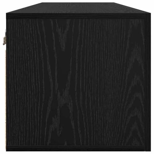 Wandschrank Schwarz Eiche 100x36x35 cm Holzwerkstoff Wandboard mit Staufächern Modernes Design Robust & Langlebig für Bad Schlafzimmer Flur & Home-Office