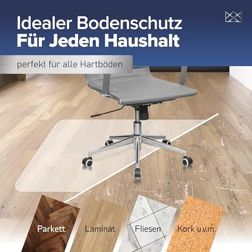 Bodenschutzmatte Bürostuhl 90 x 120 cm milchweiß, Kratzfest, rutschfest