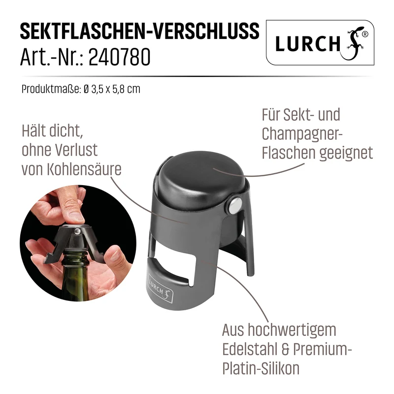 LURCH 'Sektflaschen-Verchluß smokey grey'