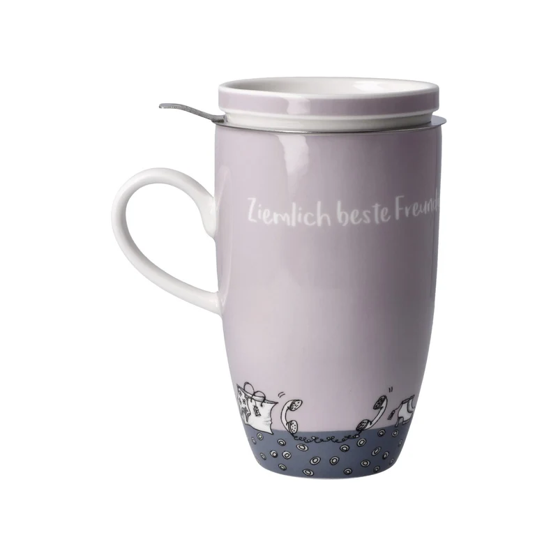Freundlieb - Ziemlich beste Freundinnen, Goebel, Teetasse mit Deckel und Sieb, Bunt