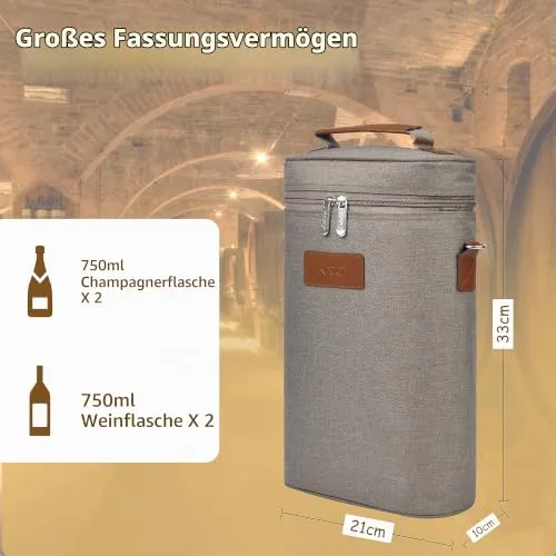Kato Tirrinia Flaschentasche 2 Flasche Kühltasche isolierte Weintasche