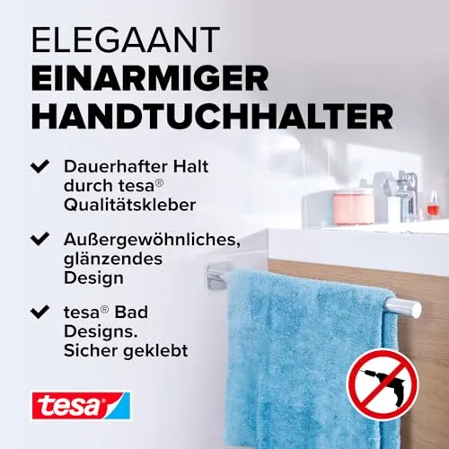 tesa ELEGAANT Bad Handtuchhalter - Verchromt - 50 mm x 50 mm x 400 mm