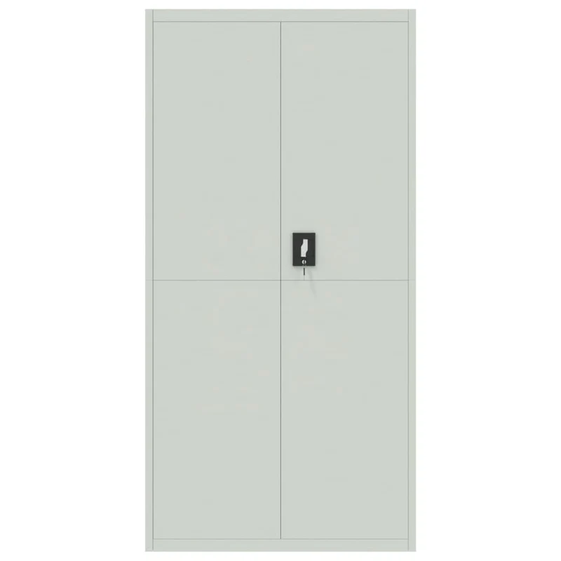 Aktenschrank Hellgrau aus pulverbeschichtetem Stahl 90x40x180 cm mit 4 Einlegeböden abschließbar Büroschrank für Archivierung und Ordnung im Büro, Homeoffice, Arbeitszimmer