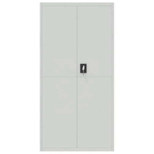 Aktenschrank Hellgrau aus pulverbeschichtetem Stahl 90x40x180 cm mit 4 Einlegeböden abschließbar Büroschrank für Archivierung und Ordnung im Büro, Homeoffice, Arbeitszimmer
