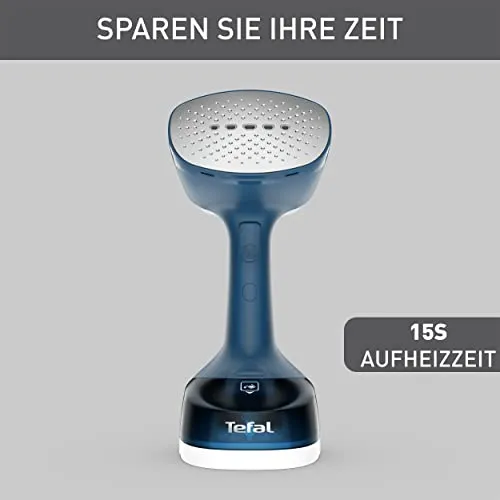 Tefal Access Steam Easy Dampfbürste, 15 Sekunden Aufheizzeit, 1400 Watt, bis zu 25 g/Min., 150 ml Wassertank, Dampfglätter, 8 Min. Steamen, 2,6 m Netzkabel, inklusive Zubehör, weiß/blau, DT7170