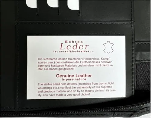 Schreibmappe A4 aus echtem Rindleder – Businessmappe & Konferenzmappe mit Reißverschluss, Schreibblock, Kartenfächern & Dokumentenfächern – Leder Dokumentenmappe für Büro & Business