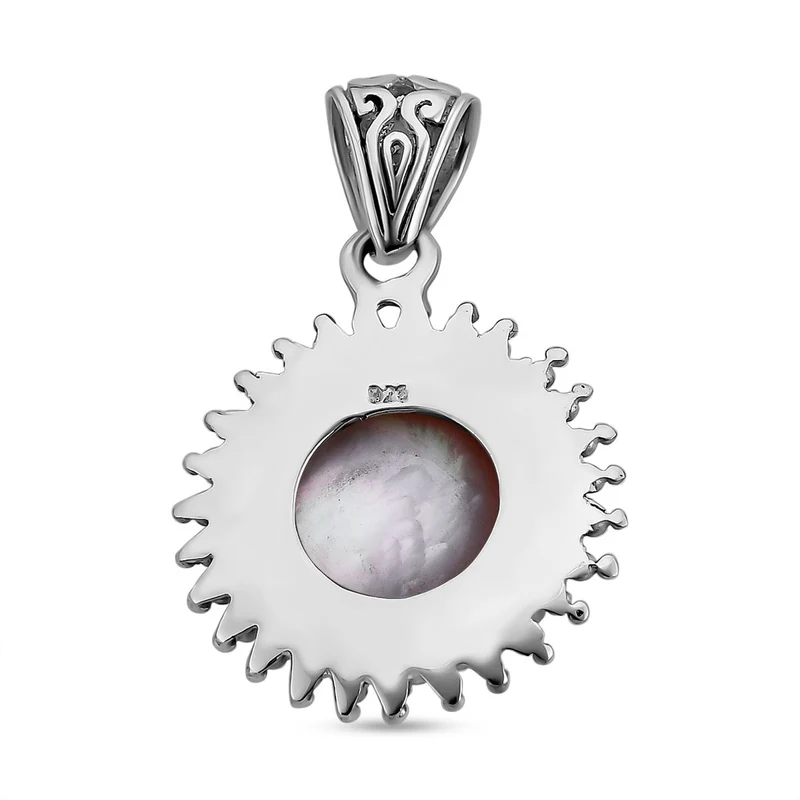Royal Bali Kollektion - weiße Mabe Perle Anhänger 925 Silber
