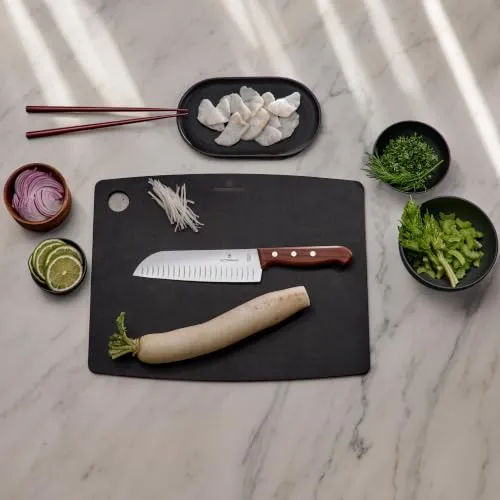 Victorinox Wood Santokumesser, Japanisches Kochmesser, 17 cm, Kullenschliff