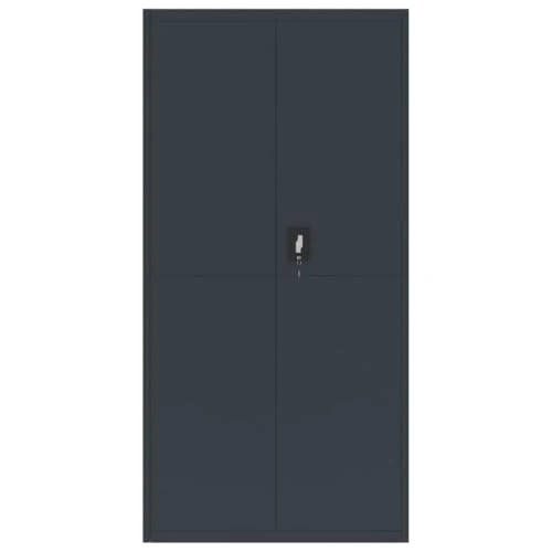 Aktenschrank Anthrazit aus pulverbeschichtetem Stahl 90x40x180 cm mit 4 Einlegeböden abschließbar für Büro und Homeoffice zur sicheren Aufbewahrung von Akten und Ordnern
