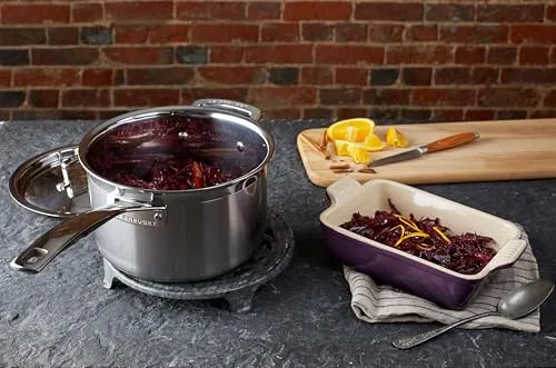 Le Creuset Stielkasserolle mit Deckel aus 3-ply Edelstahl, Ø 18 cm, Für alle Herdarten inkl. Induktion geeignet, Silber, 96200918001000