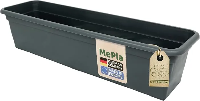 MePla Blumenkasten Balcony Standard Länge 80 cm, Breite 16,7 cm, Anthrazit, wetterfest aus UV-beständigem Kunststoff