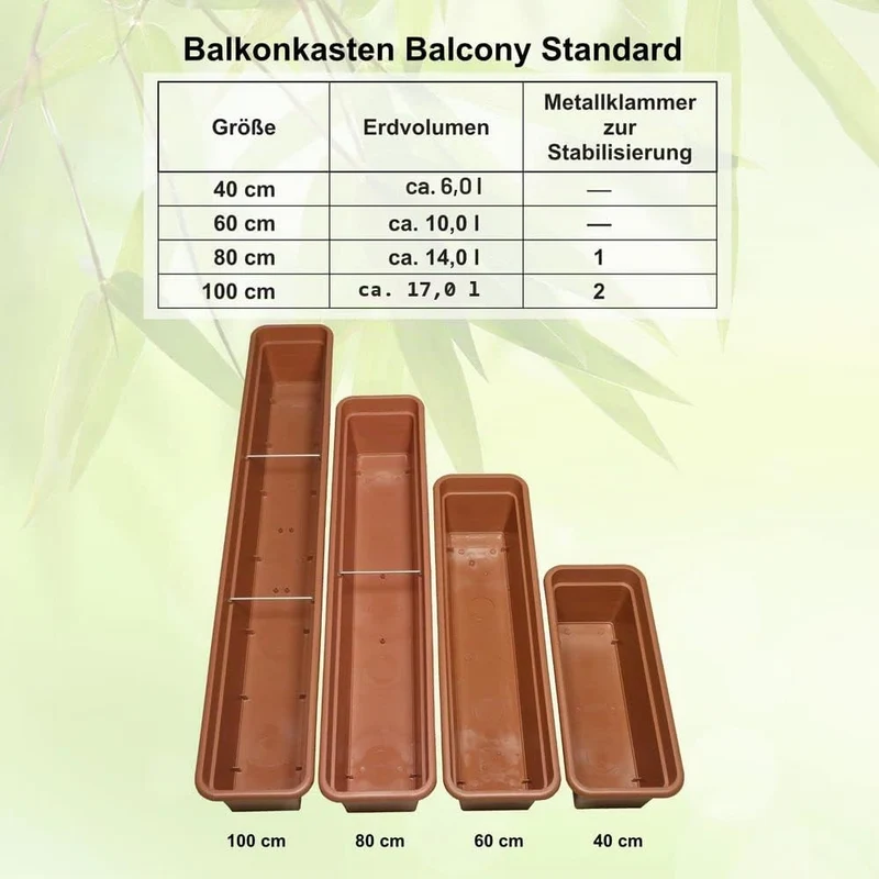 MePla Blumenkasten Balcony Standard Länge 80 cm, Breite 16,7 cm, Anthrazit, wetterfest aus UV-beständigem Kunststoff