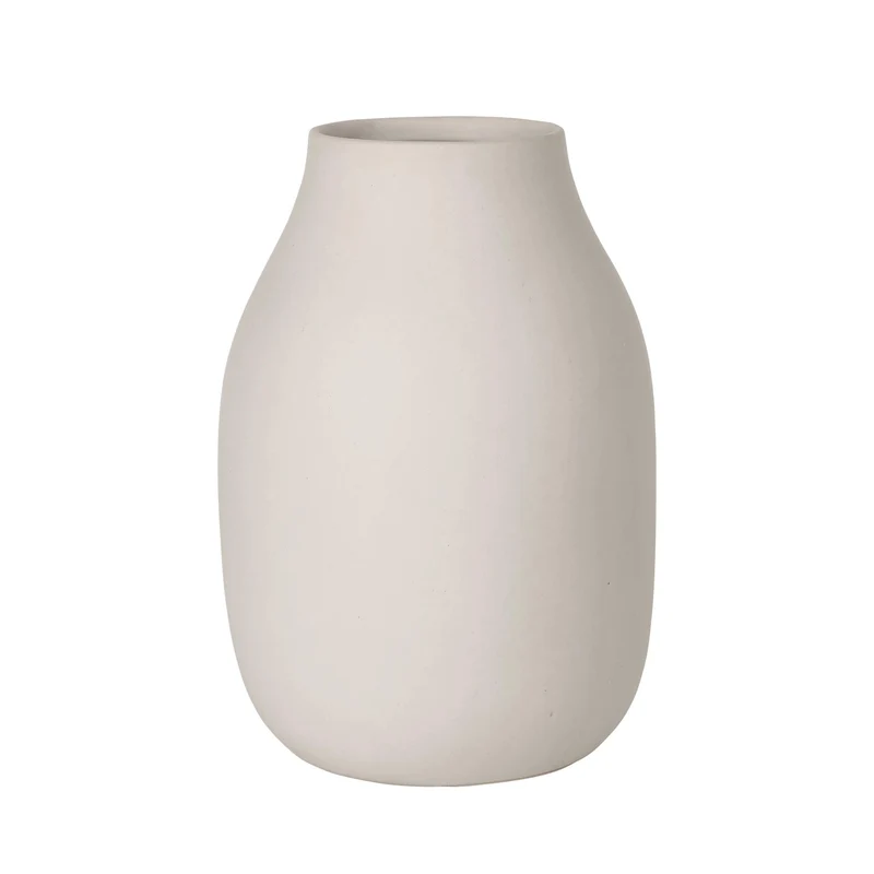 blomus Vase -COLORA- | Blumenvase aus Keramik | Farbe Moonbeam | Größe L Ø14x20H cm | hochwertige Handarbeit